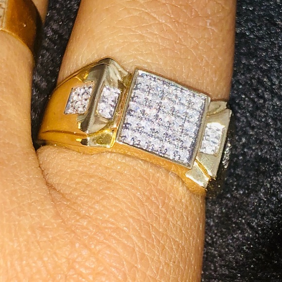 10k solid gold REAL Diamond mens ring Custom made - Picture 6 of 7